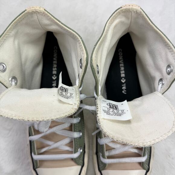 Converse CTAS Lift Platform Leather Sneakers Green Beige Women's 6.5 - Picture 10 of 10